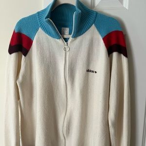 Vintage Adidas wool/acrylic full-zip sweater. Women’s XL.